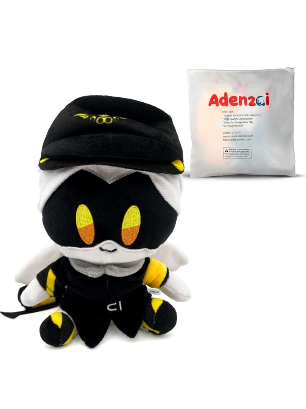 Black & Yellow Plush Stuffed Animal - Cute Character Toy